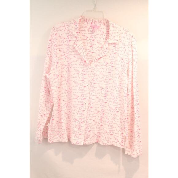 Lilly Pulitzer Pajama Set Womens Large Flamingo Print Button Up Sleepwear - Picture 2 of 15